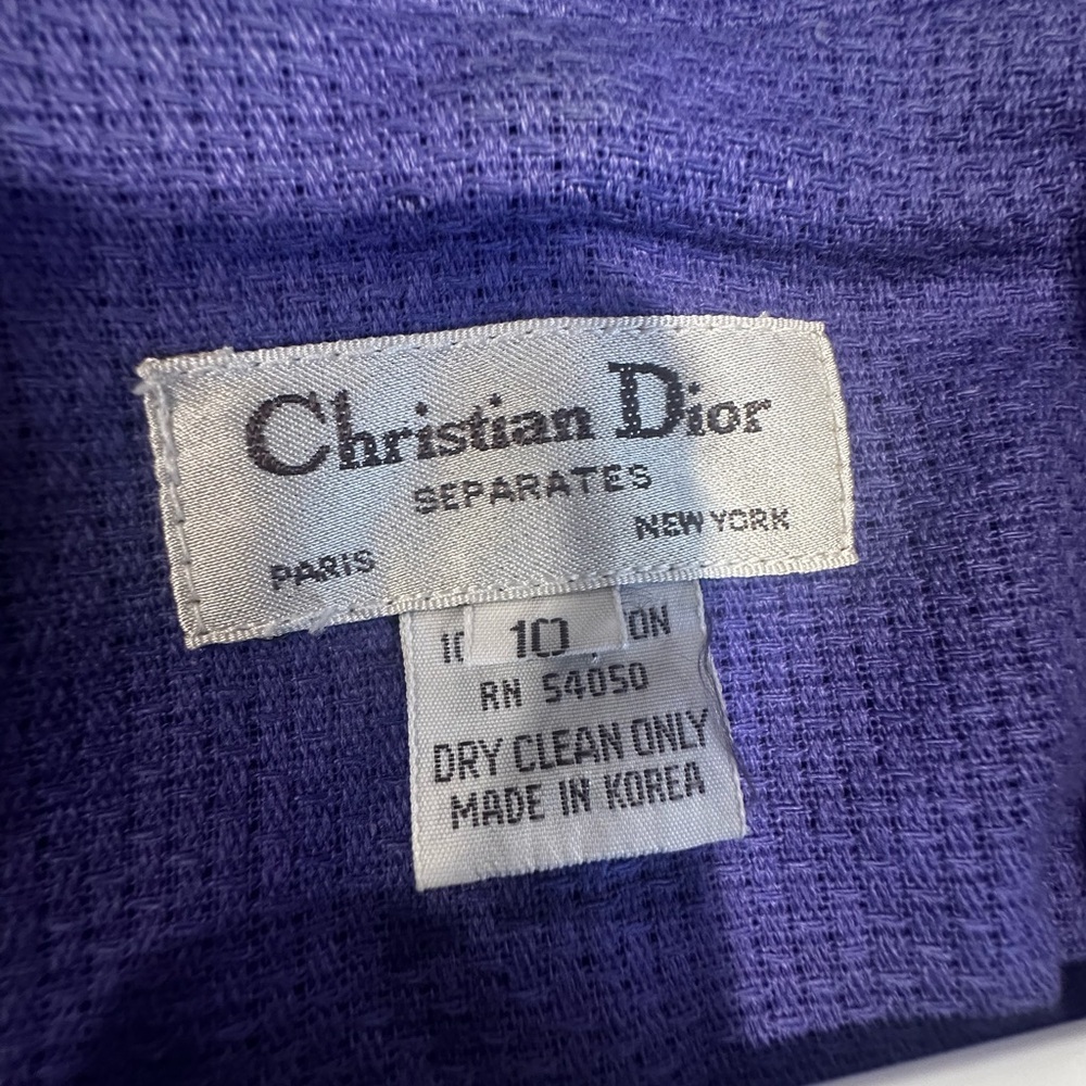 VTG 80s Christian Dior women's Sz:10 purple cotton woven Lightweight blazer - Picture 10 of 11